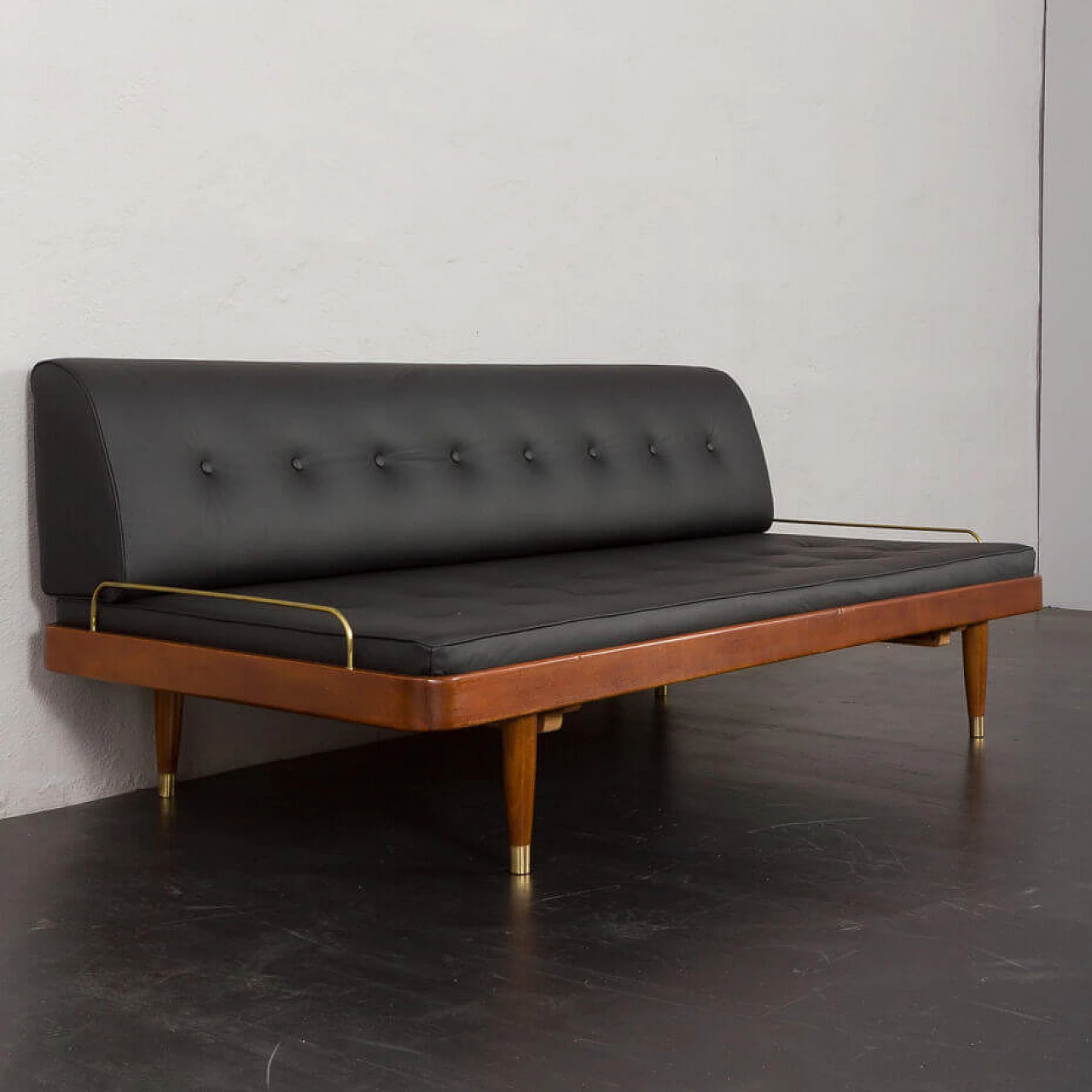 Danish daybed with removable back and hidden compartment, 1960s 6