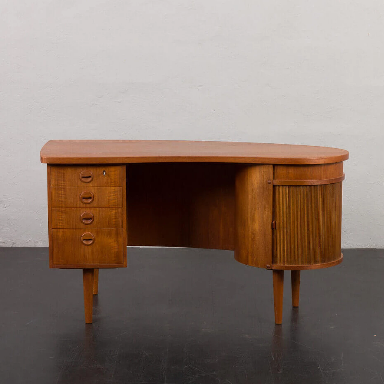 Scrivania in teak con mobile bar di Kai Kristiansen per Feldballes Møbelfabrik, anni '60 6