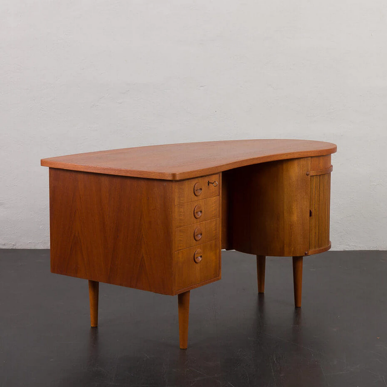 Scrivania in teak con mobile bar di Kai Kristiansen per Feldballes Møbelfabrik, anni '60 7