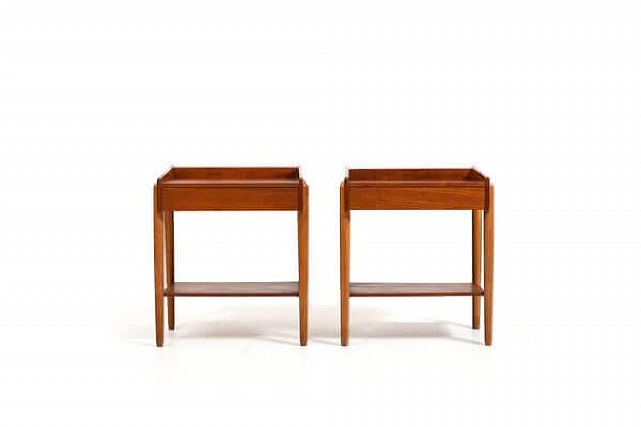 Pair of teak and oak bedside tables by Børge Mogensen for Søborg Møbelfabrik, 1950s 1