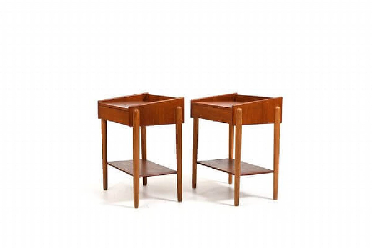 Pair of teak and oak bedside tables by Børge Mogensen for Søborg Møbelfabrik, 1950s 2