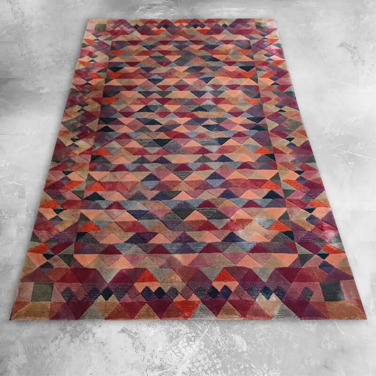 Luxor geometric wool carpet by Ottavio Missoni for T&J Vestor, 1980s 2
