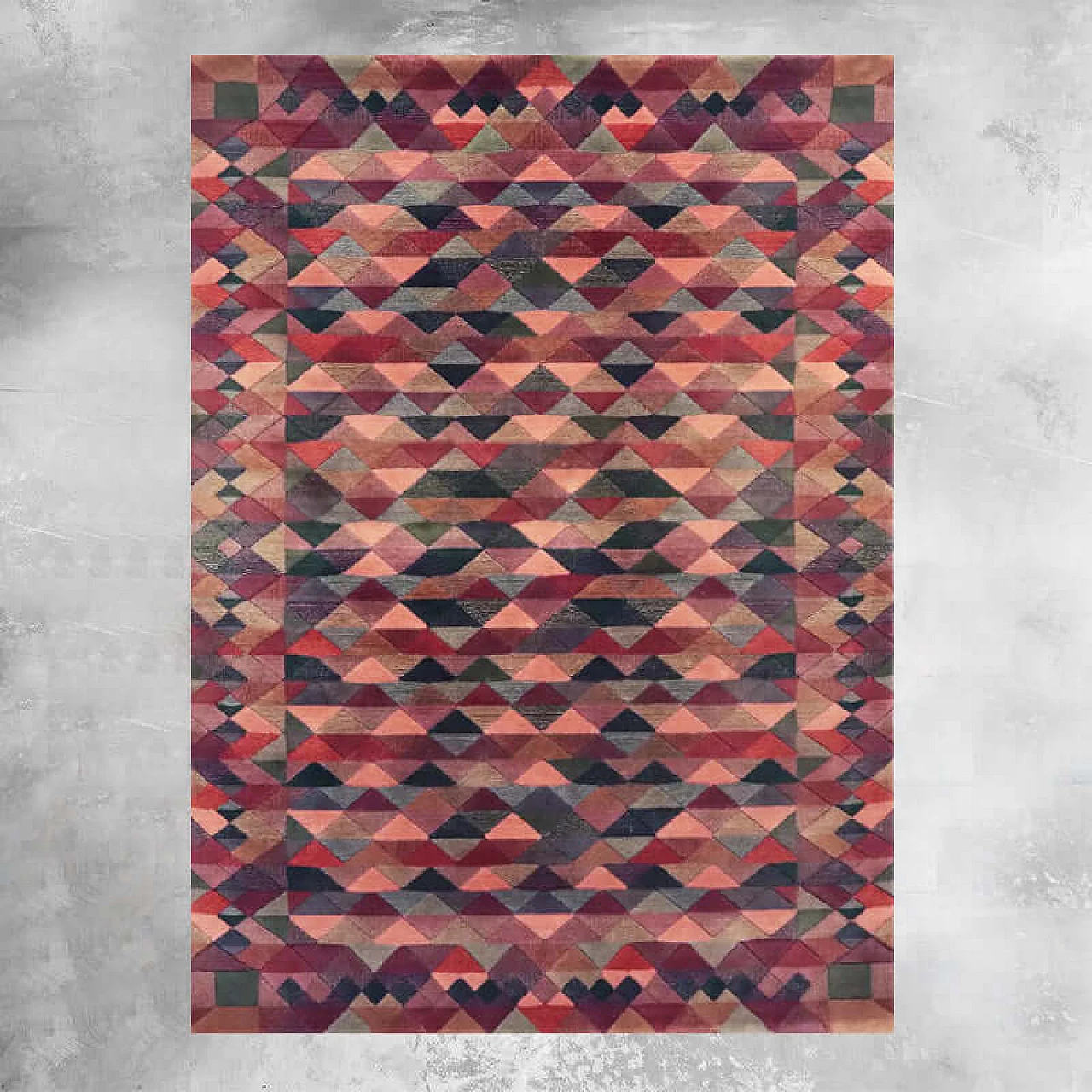 Luxor geometric wool carpet by Ottavio Missoni for T&J Vestor, 1980s 3
