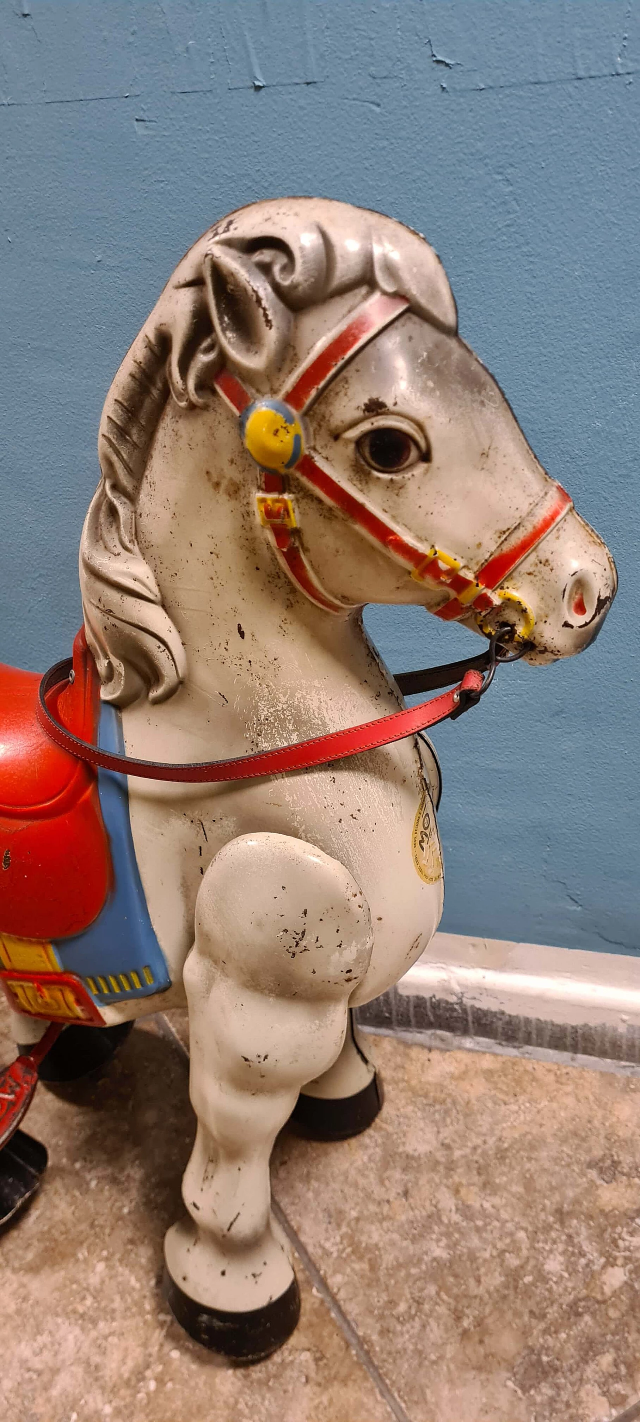 Cavallo giocattolo a pressione Mobo Bronco di D. Sebel & Co, anni '50 10