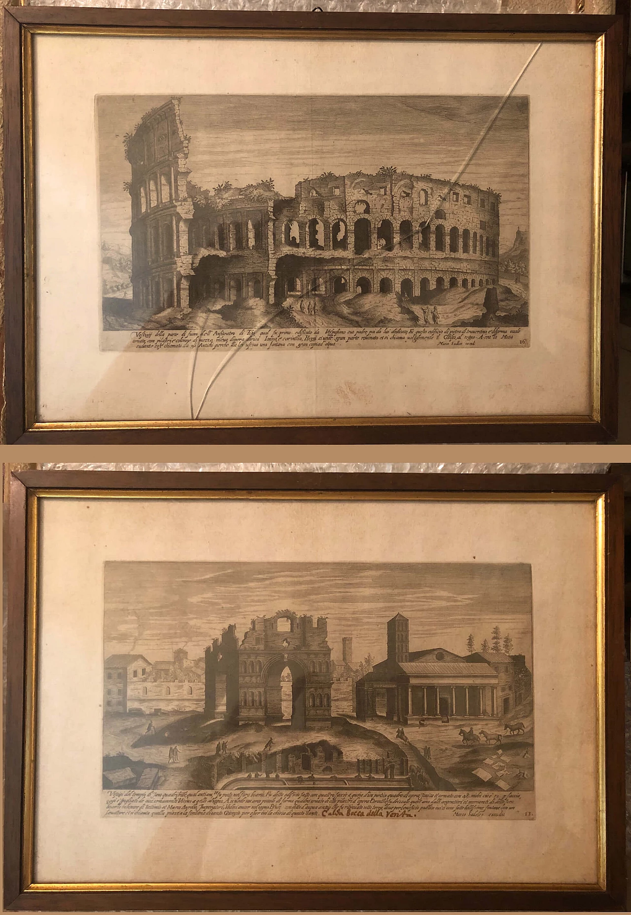 Marco Sadler, Bocca della Verità - Colosseo, coppia di stampe, '800 12