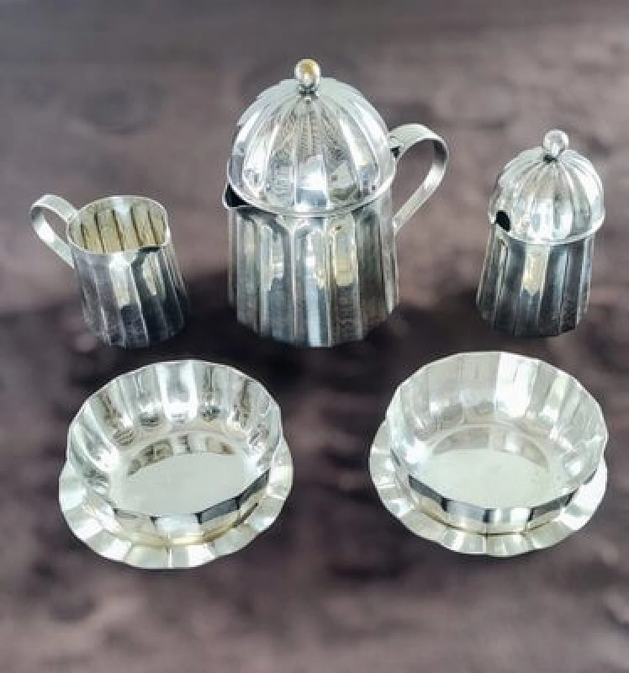 Silver tea set by Massimo Vignelli for Gioielleria Calegaro, 1980s 16