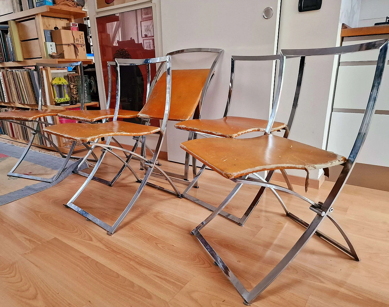 6 Luisa folding chairs by Marcello Cuneo for Mobel, 1970s 3