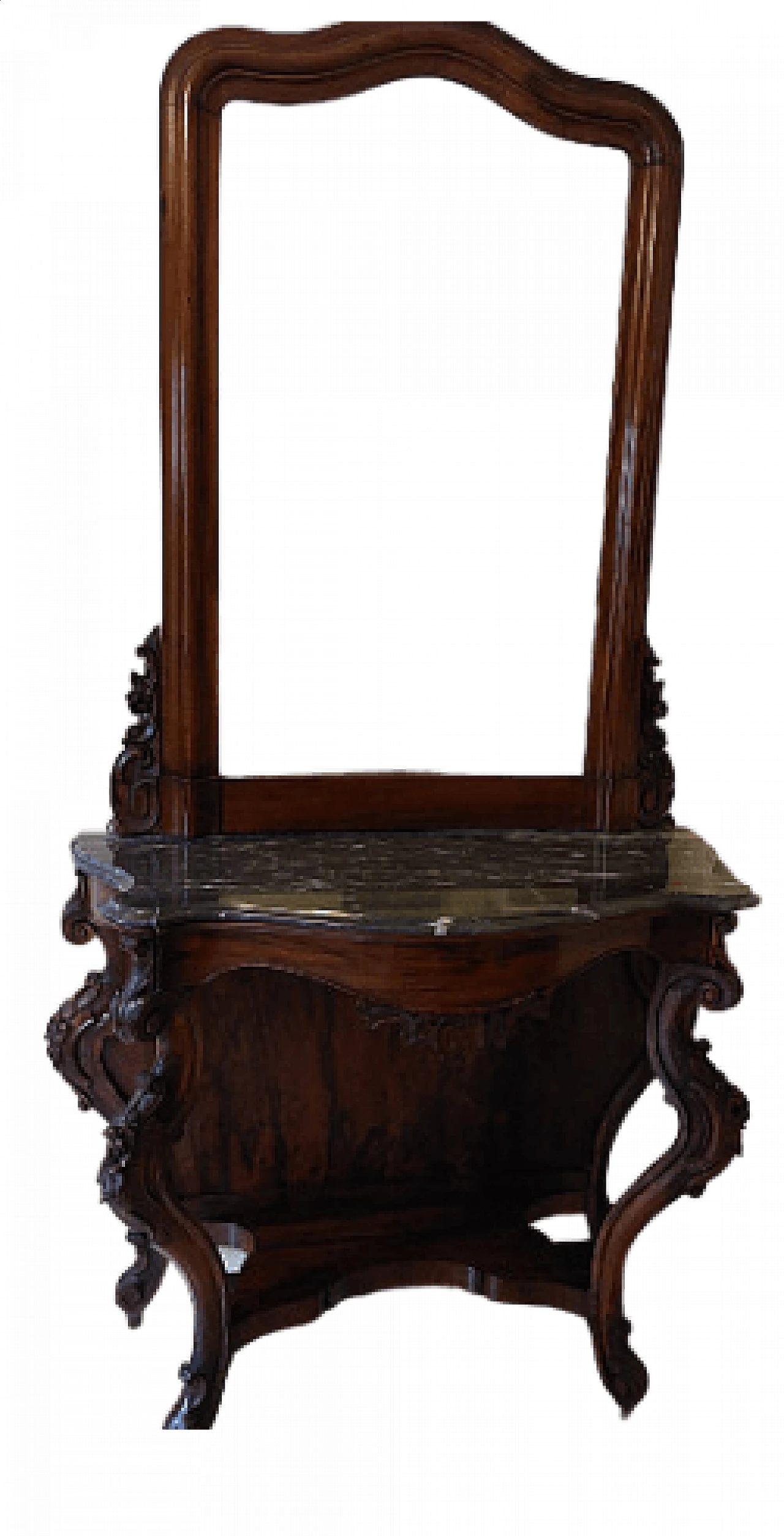 Consolle con specchio Luigi Filippo in noce e marmo, '800 6