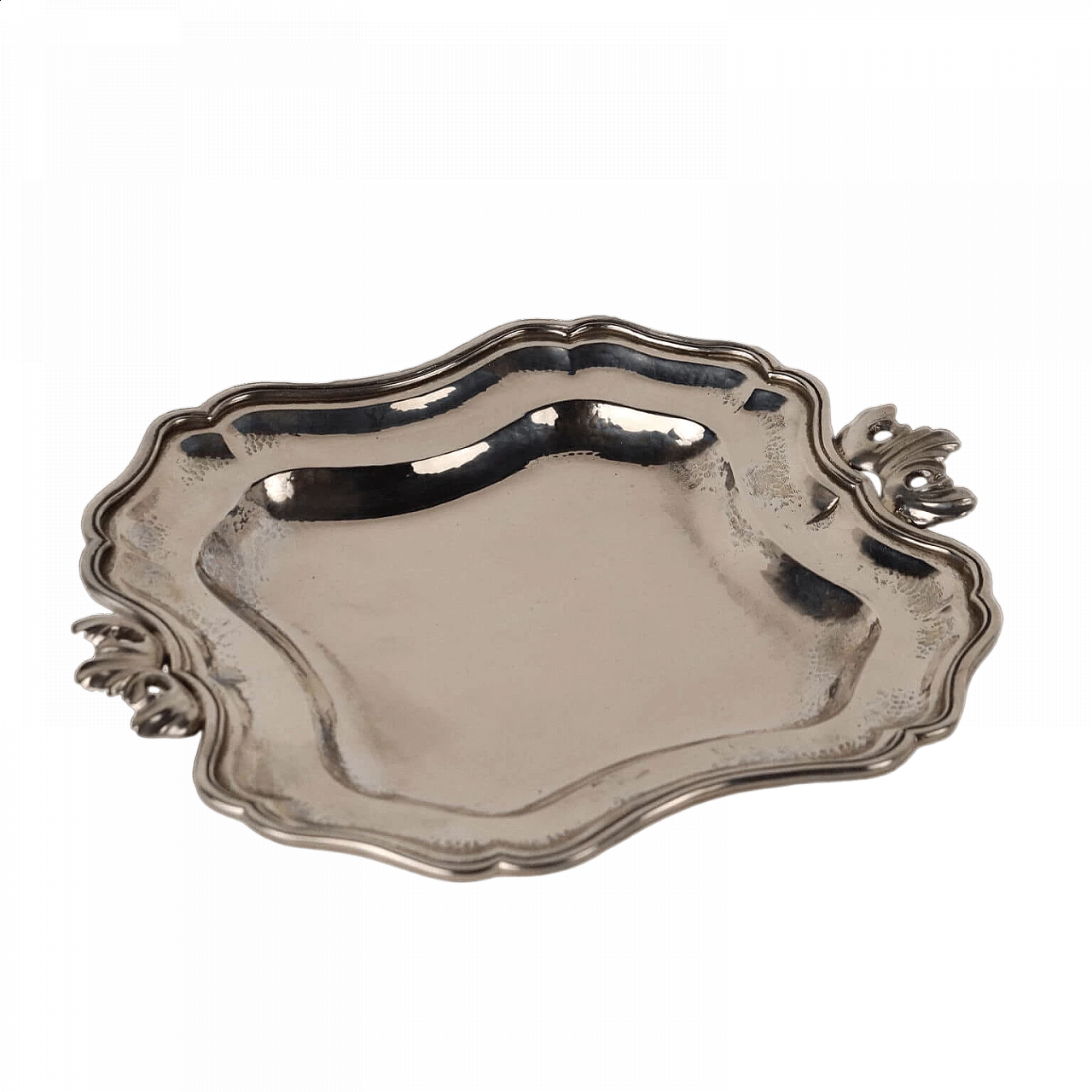 Solid silver tray with handles, 1980s 7