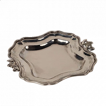 Solid silver tray with handles, 1980s