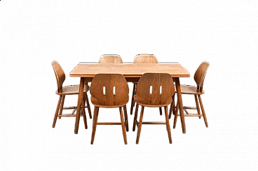 6 Sedie J67 e tavolo di Ejvind A. Johansson & Poul Volther per FDB Møbler, anni '60