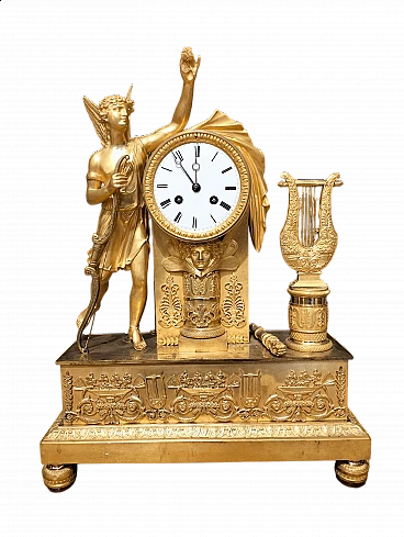 Gilt bronze Empire clock with winged figure, 19th century