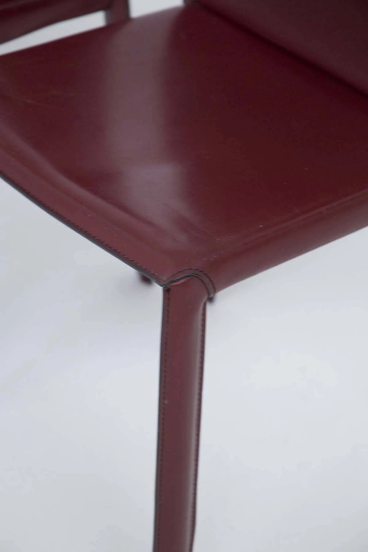 6 sedie da tavolo in pelle bordeaux per Cattelan Italia, anni '80 1380241