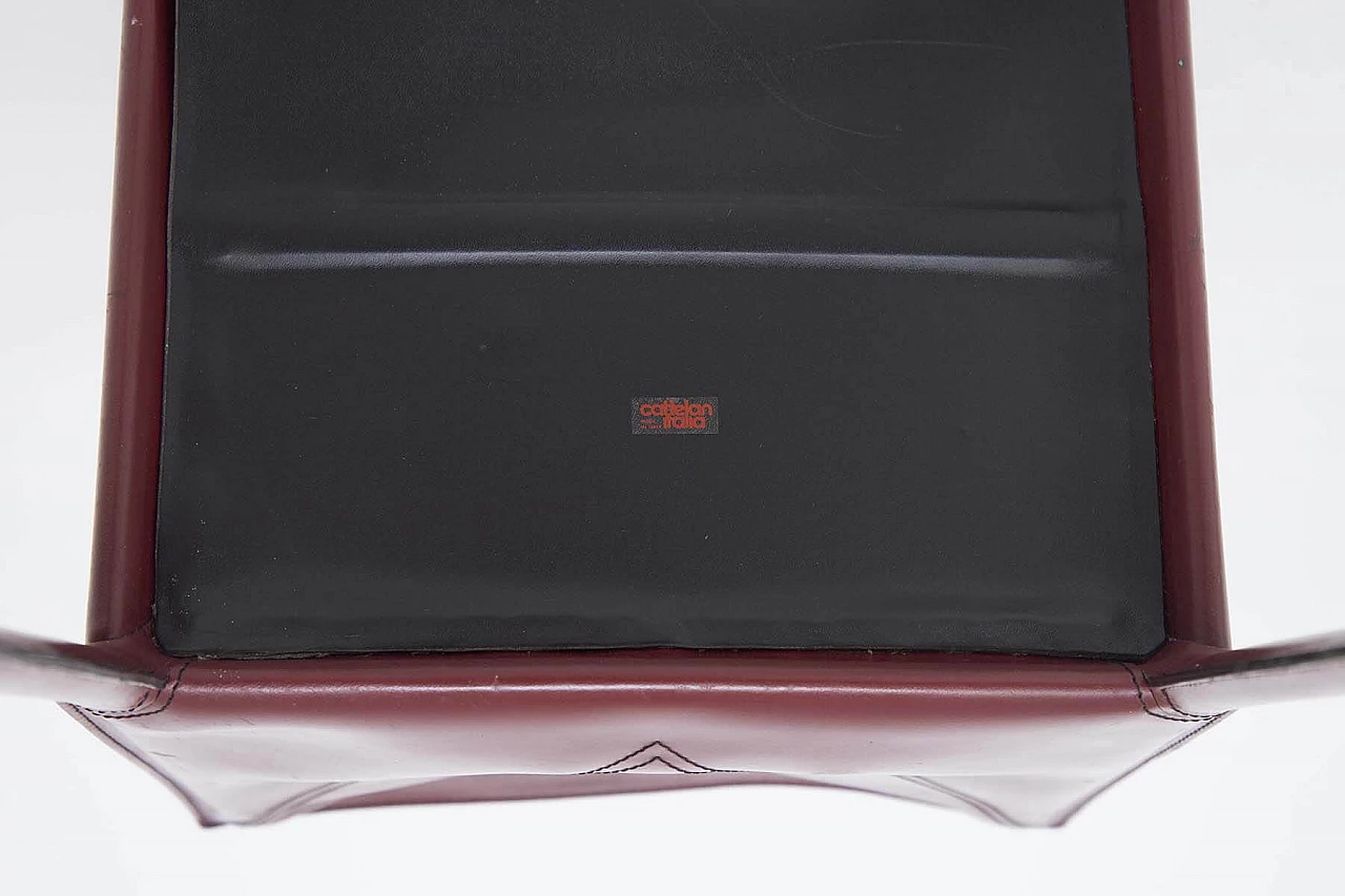 6 sedie da tavolo in pelle bordeaux per Cattelan Italia, anni '80 1380243