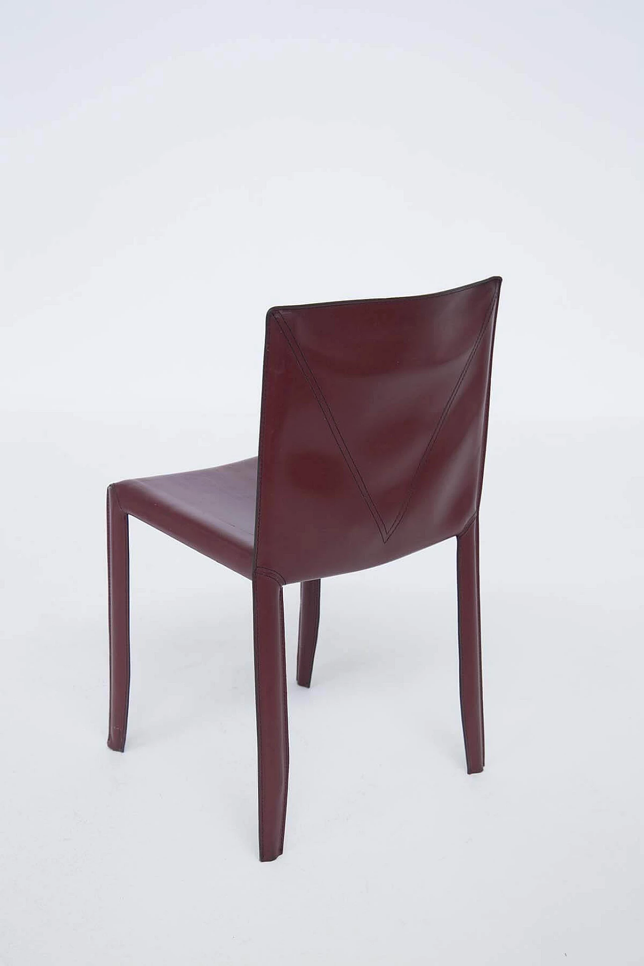 6 sedie da tavolo in pelle bordeaux per Cattelan Italia, anni '80 1380247