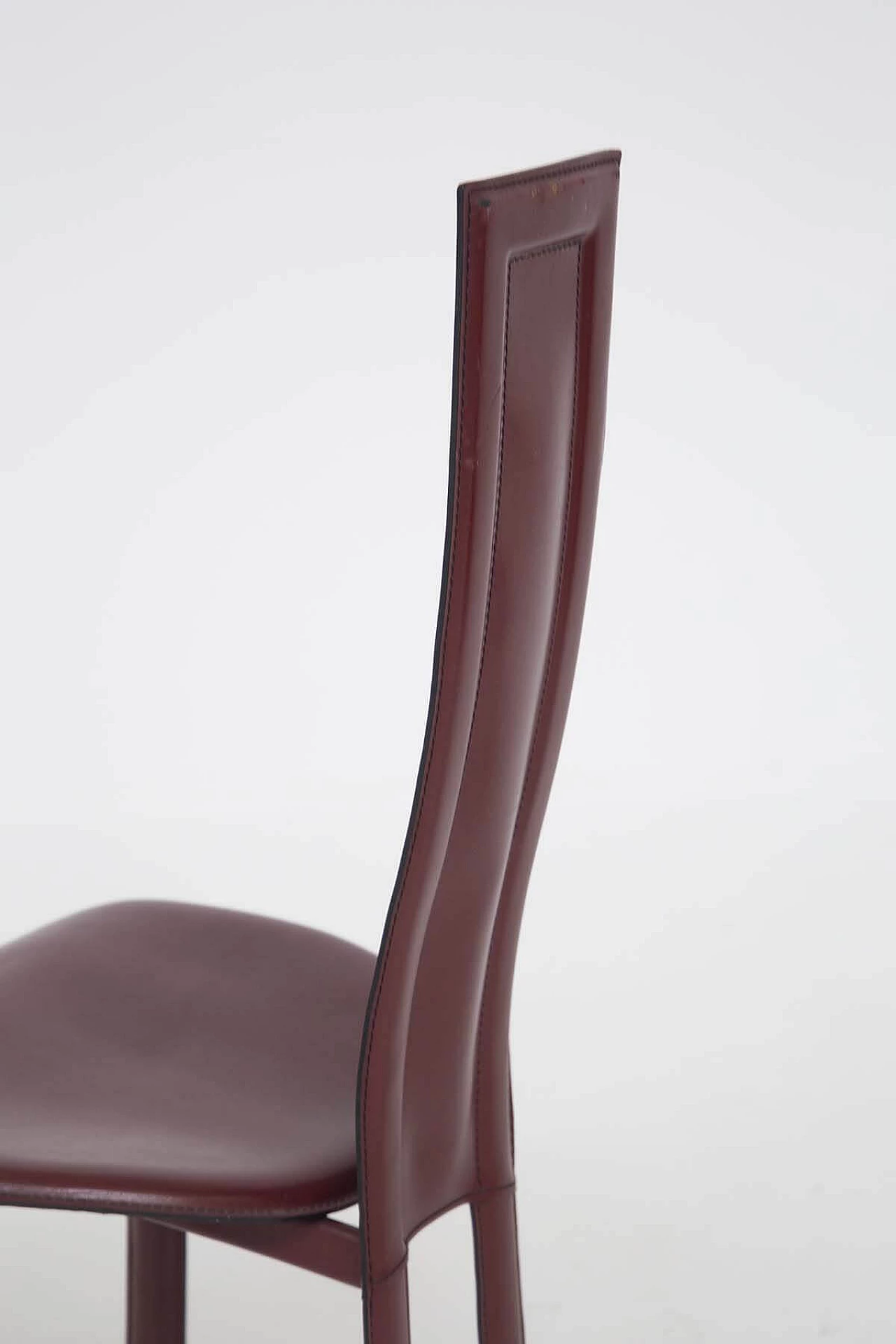 6 sedie da tavolo in pelle bordeaux per Cattelan Italia, anni '80 1380249