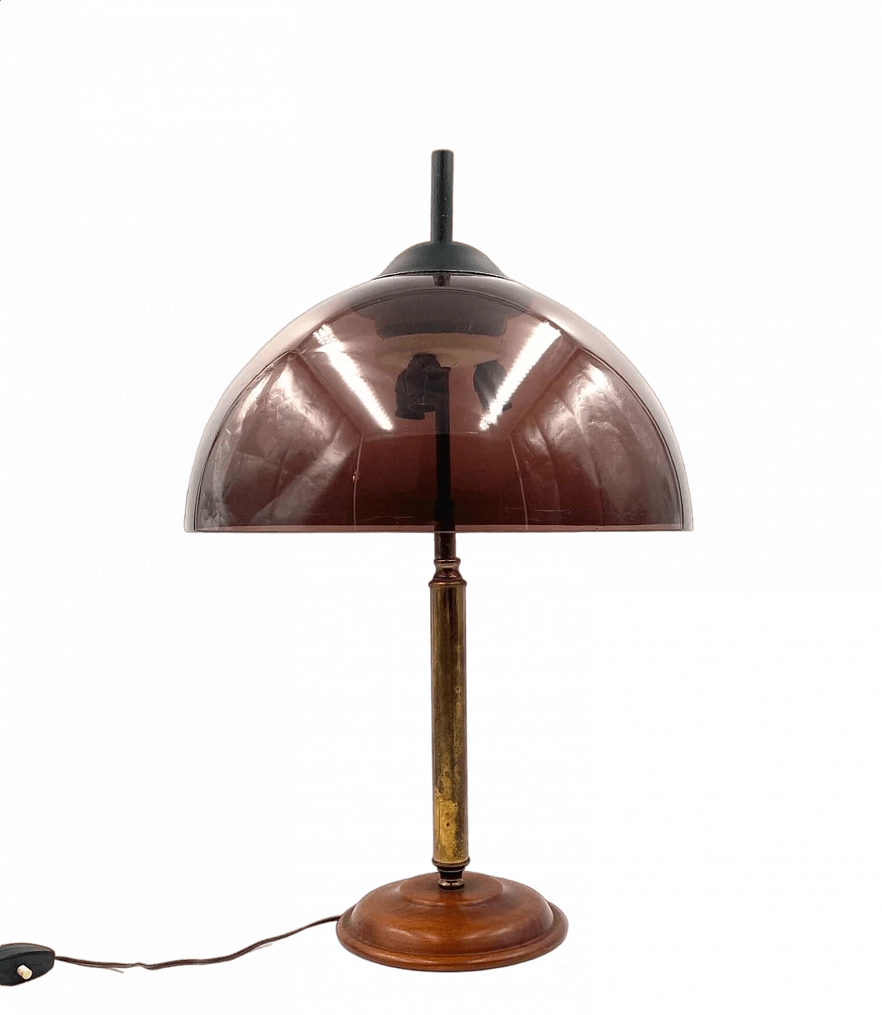 Lampada da tavolo in legno, ottone e perspex di Stilux, anni '50 20