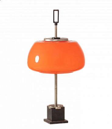 Cast iron, steel and glass table lamp by Oscar Torlasco for Lumi, 1960s