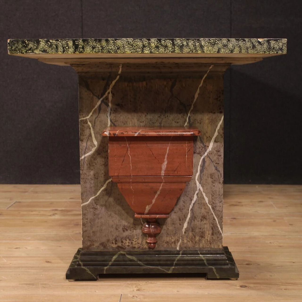 Table with lacquered and hand-painted wooden top, 1970s 4