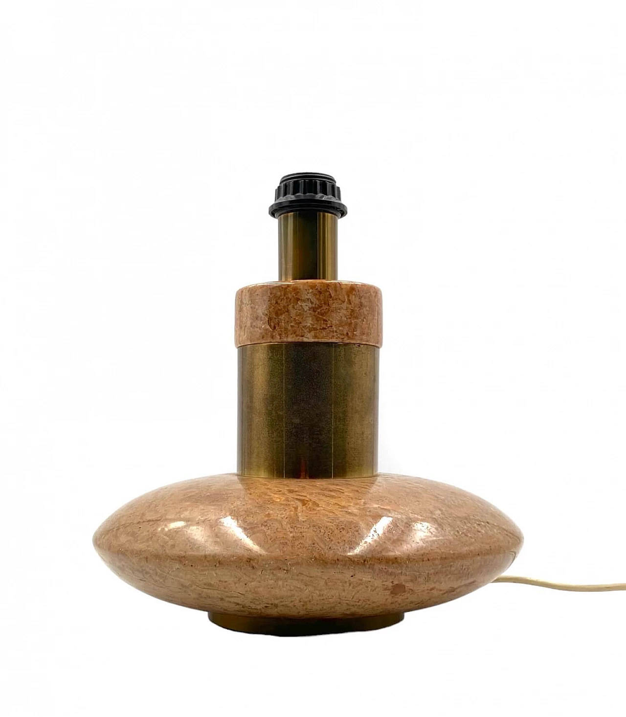 Hollywood Regency table lamp base in pink granite and brass, 1970s 7