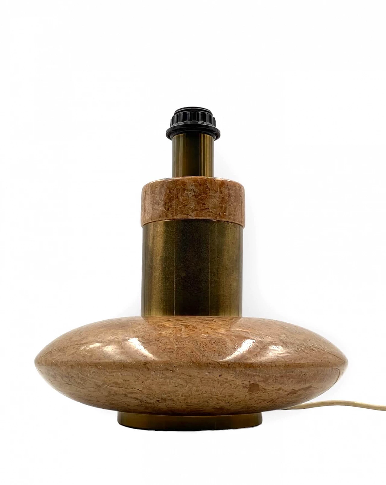 Hollywood Regency table lamp base in pink granite and brass, 1970s 8