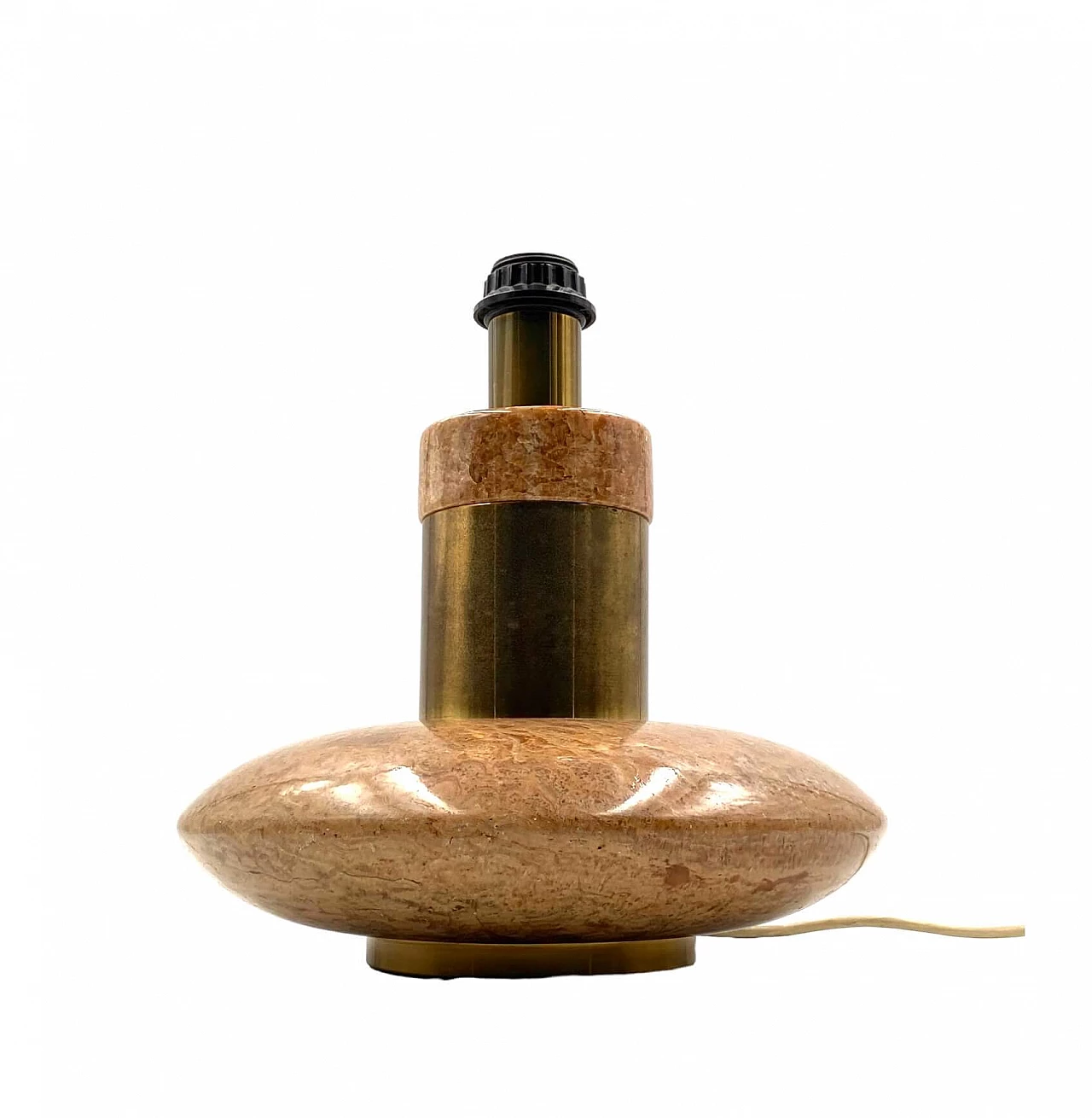 Hollywood Regency table lamp base in pink granite and brass, 1970s 10