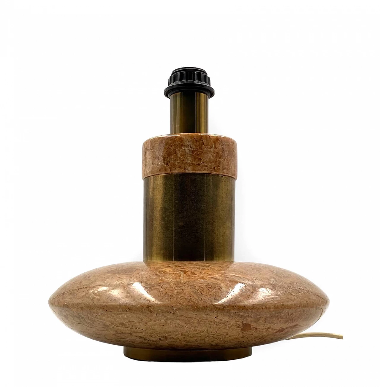 Hollywood Regency table lamp base in pink granite and brass, 1970s 11