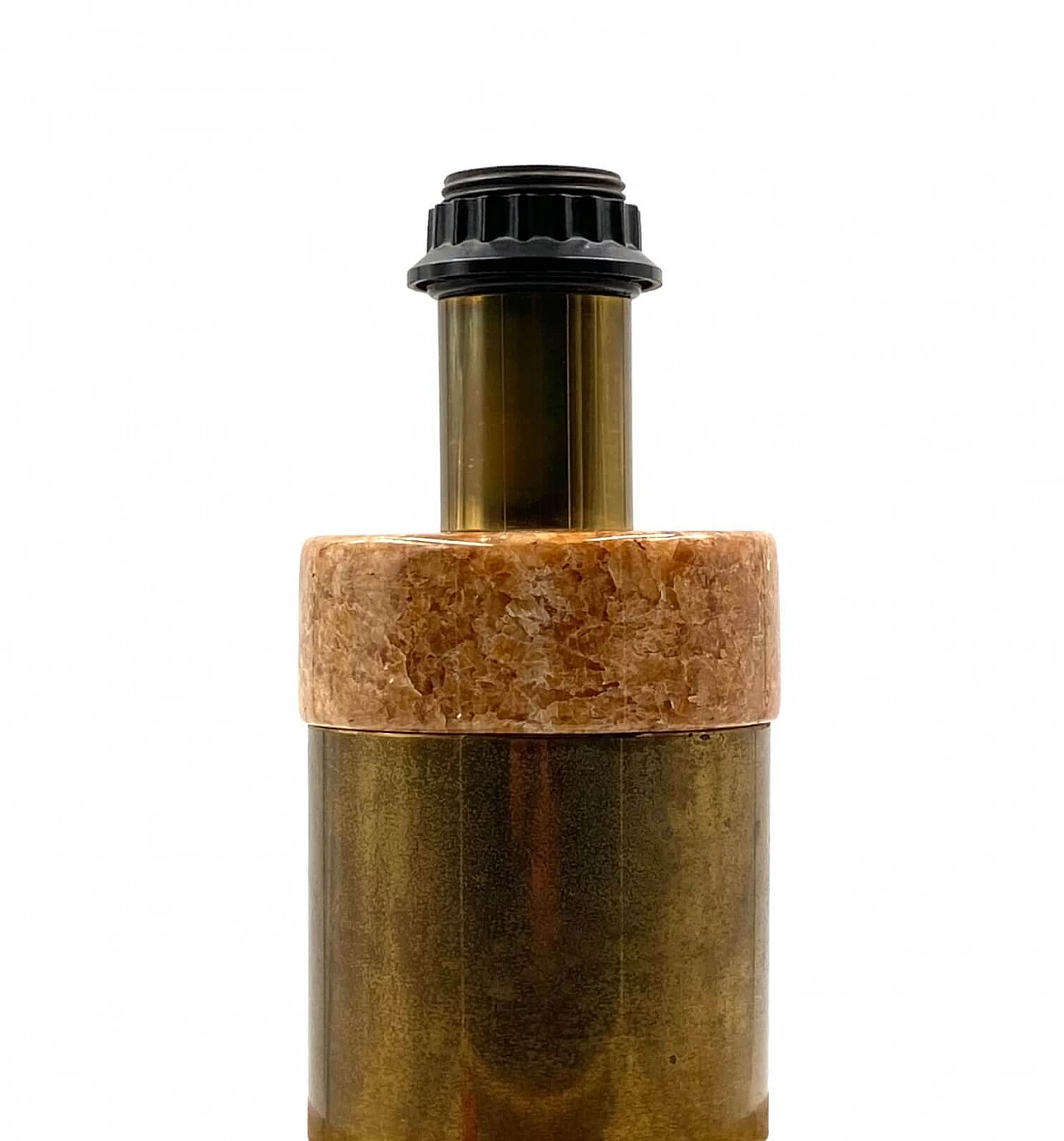 Hollywood Regency table lamp base in pink granite and brass, 1970s 13