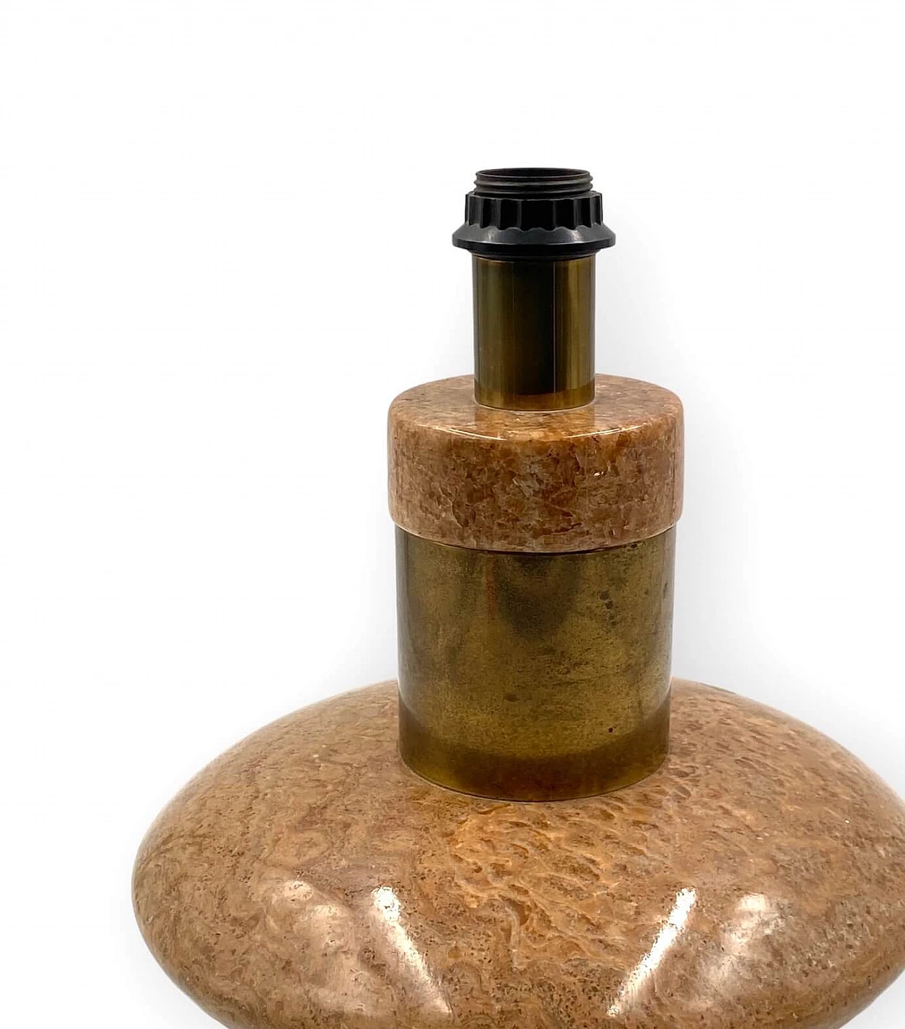 Hollywood Regency table lamp base in pink granite and brass, 1970s 14