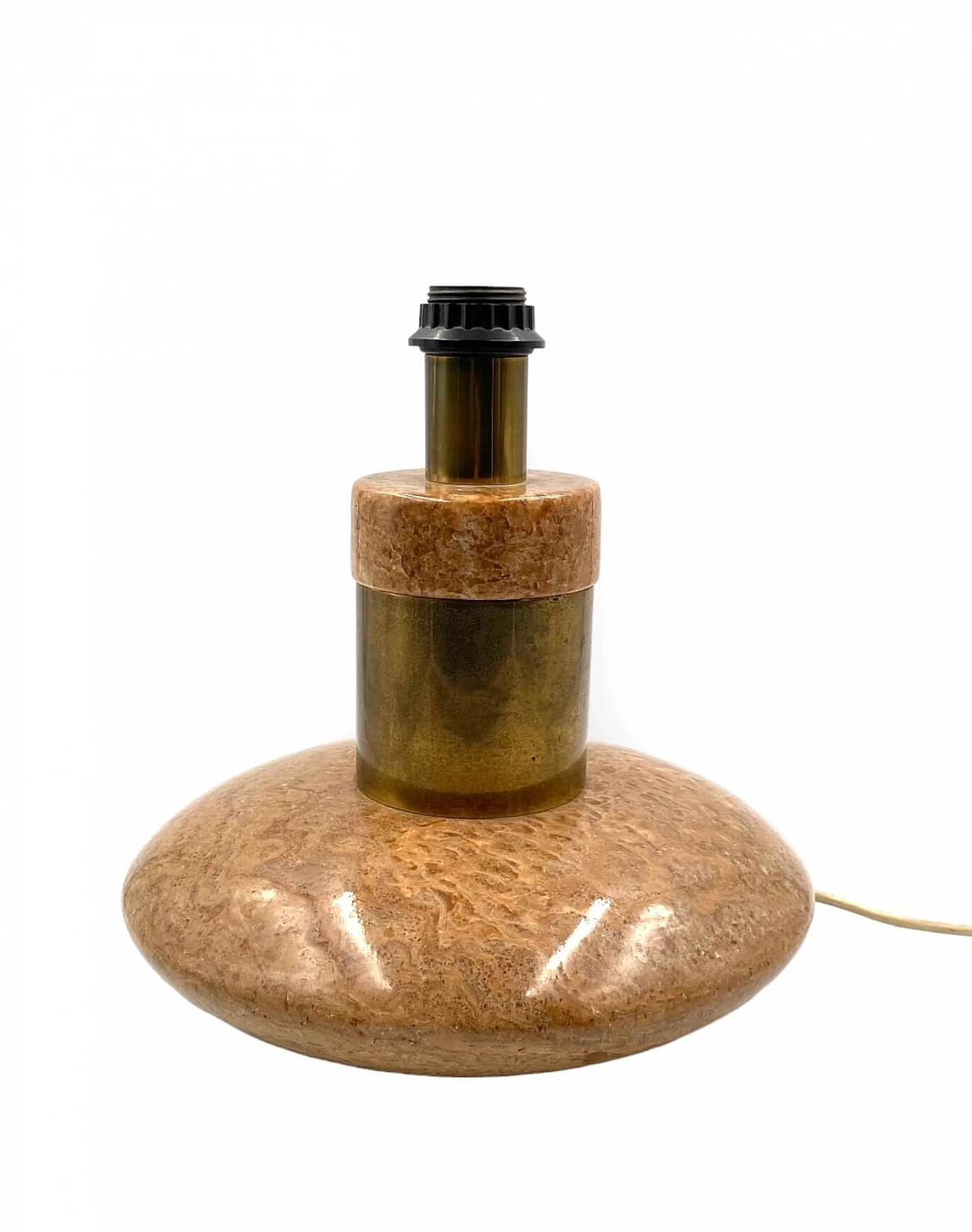 Hollywood Regency table lamp base in pink granite and brass, 1970s 19