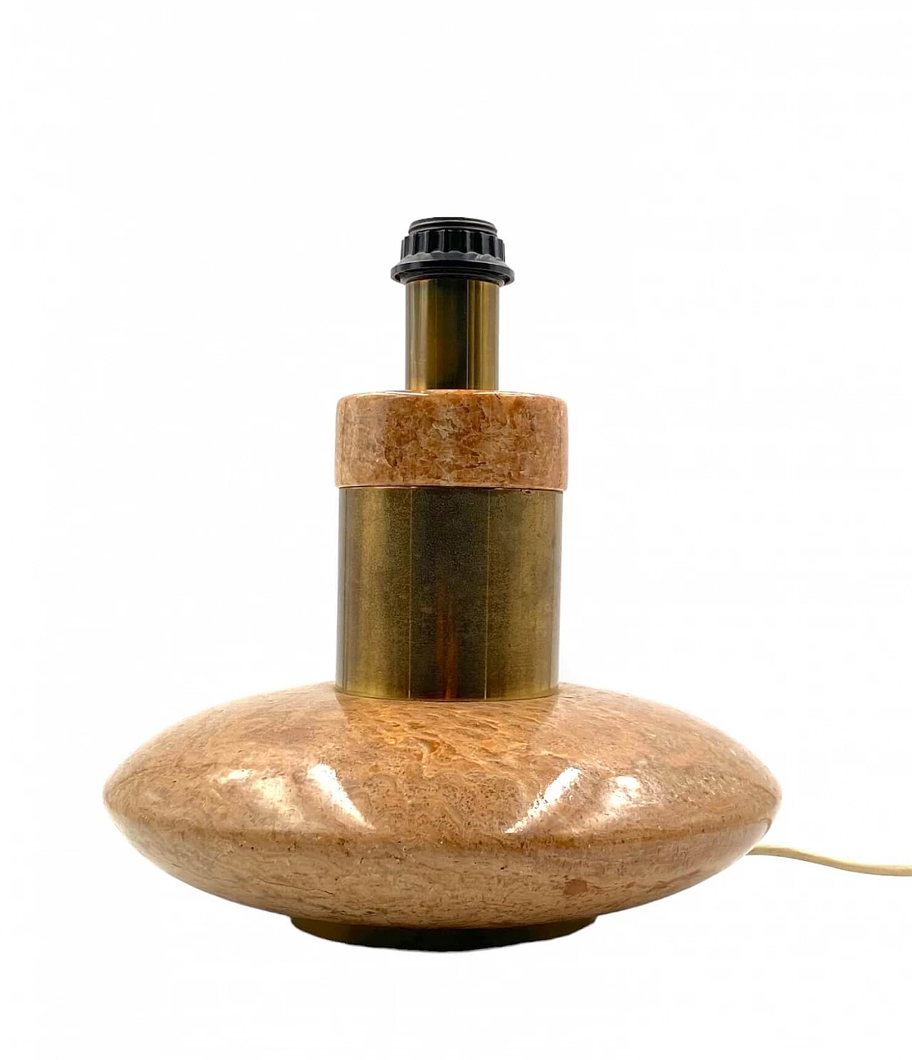 Hollywood Regency table lamp base in pink granite and brass, 1970s 20