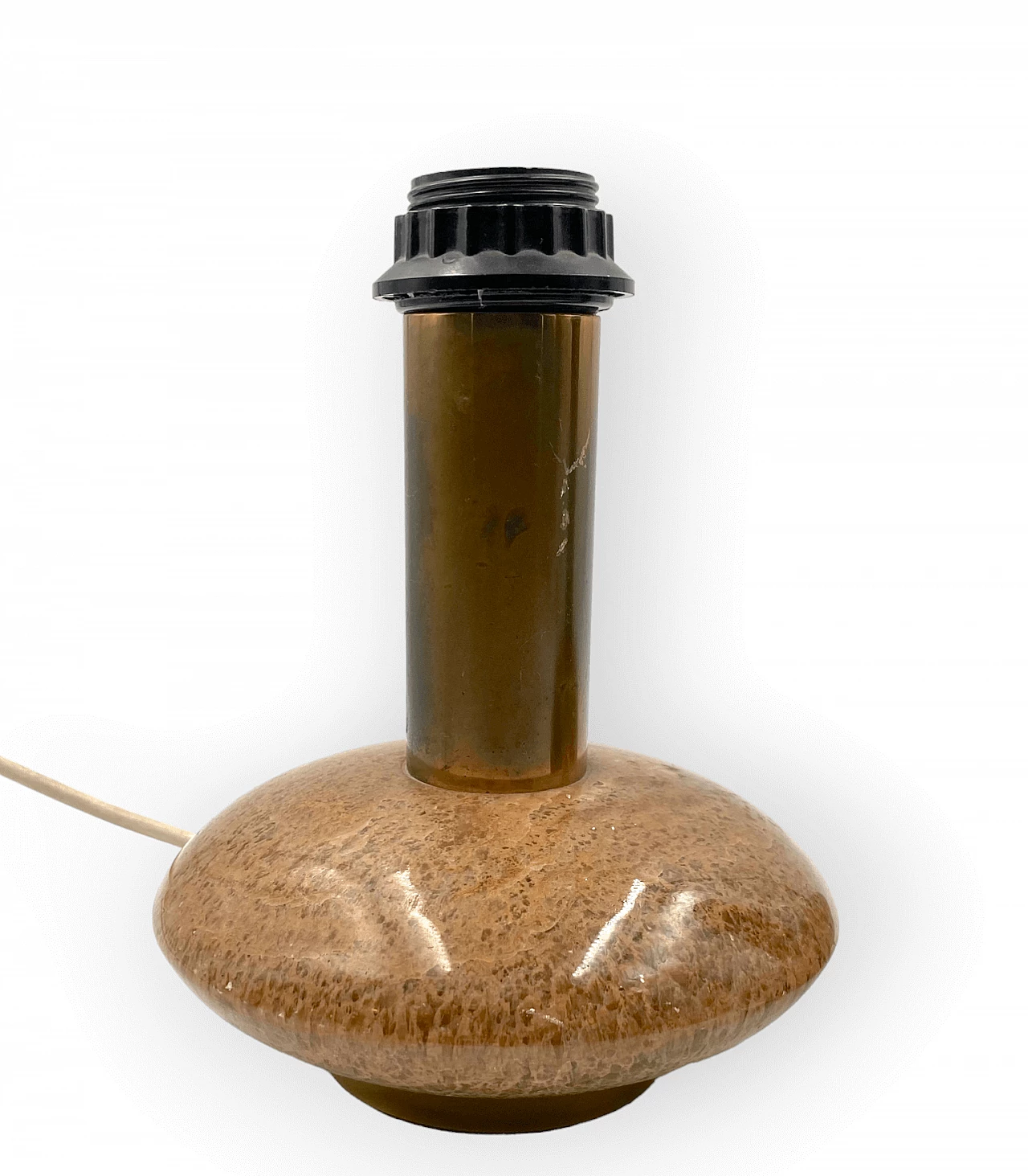 Pair of Hollywood Regency table lamps in pink granite and brass, 1970s 7