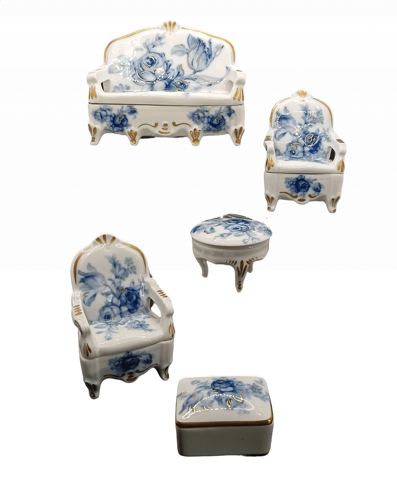 5 Living room boxes in Limoges porcelain by Le Roy, 1960s 13