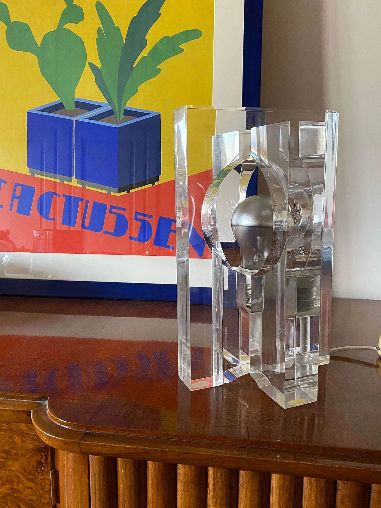 Sculptural lucite table lamp by Sandro Petti for Maison Jansen, 1970s 4