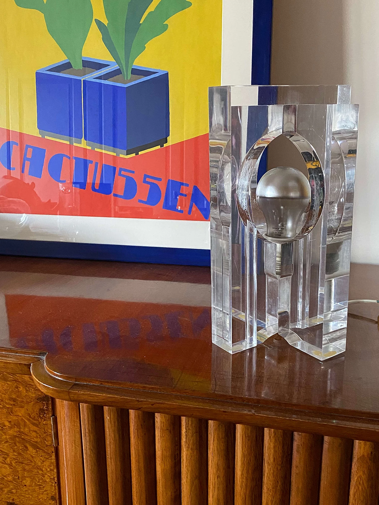 Sculptural lucite table lamp by Sandro Petti for Maison Jansen, 1970s 7