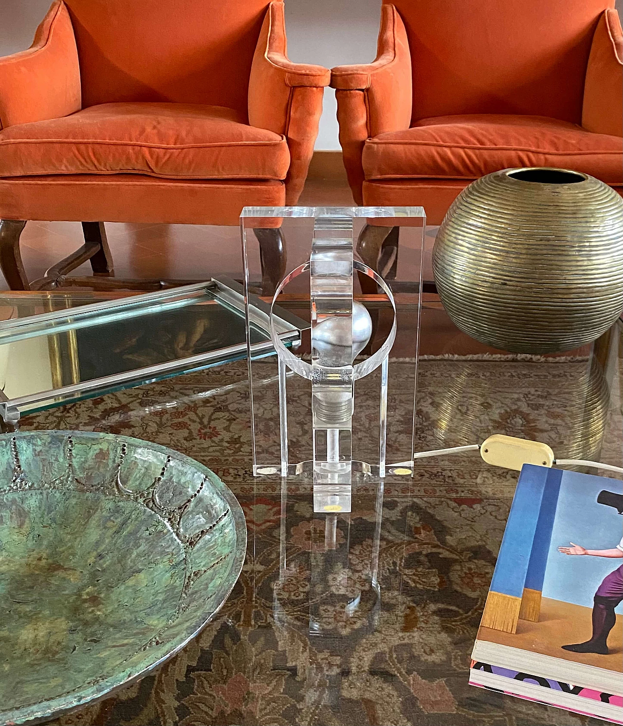 Sculptural lucite table lamp by Sandro Petti for Maison Jansen, 1970s 13