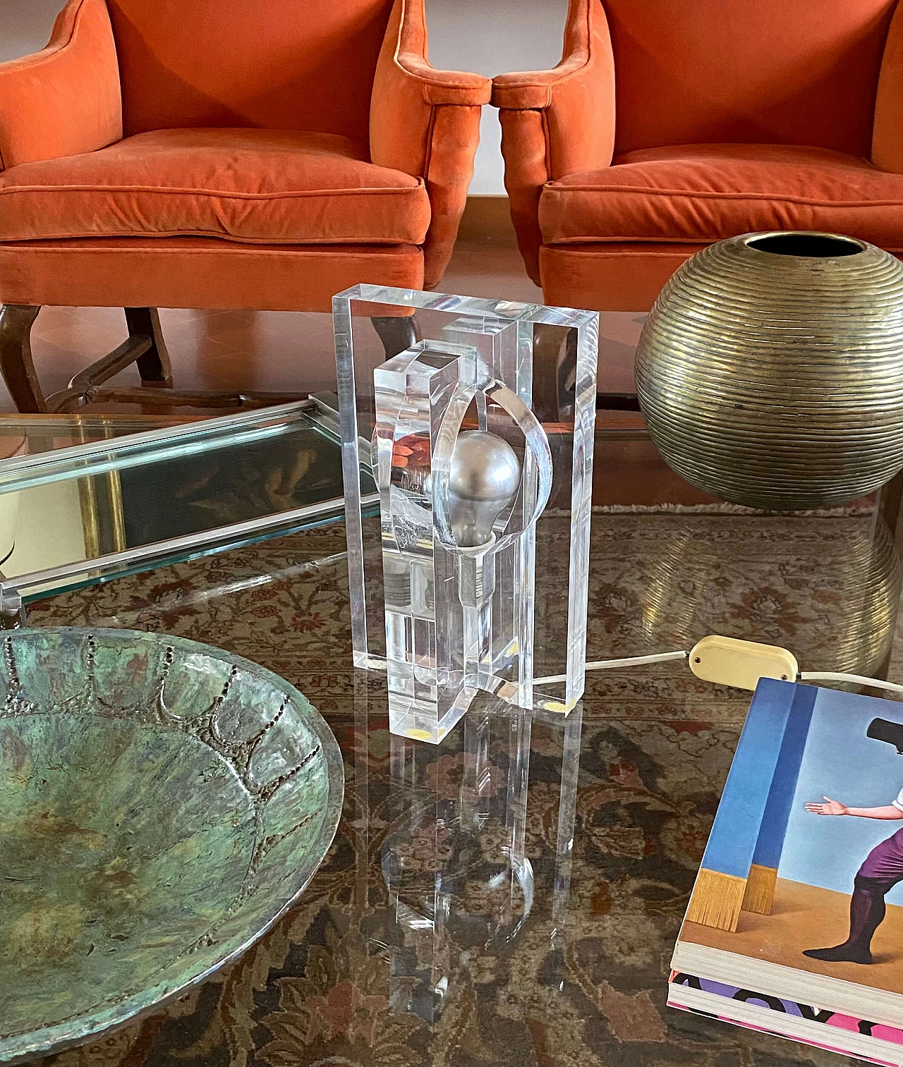 Sculptural lucite table lamp by Sandro Petti for Maison Jansen, 1970s 14