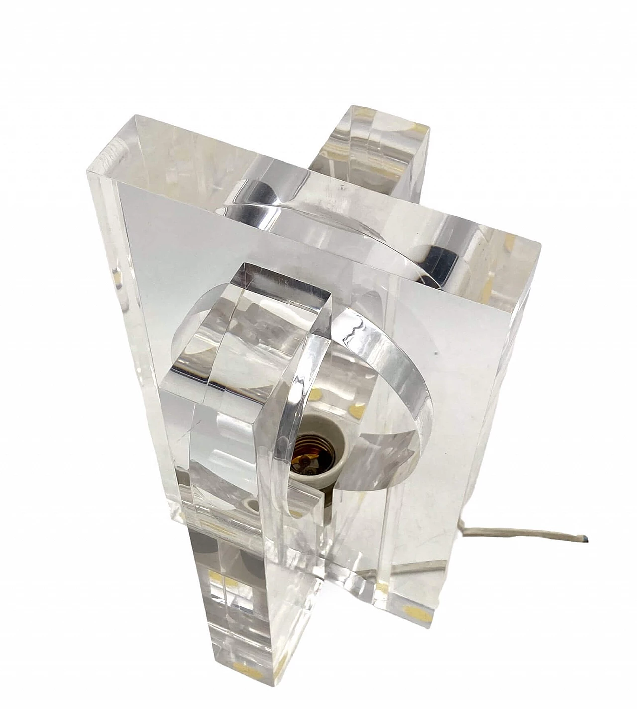 Sculptural lucite table lamp by Sandro Petti for Maison Jansen, 1970s 27