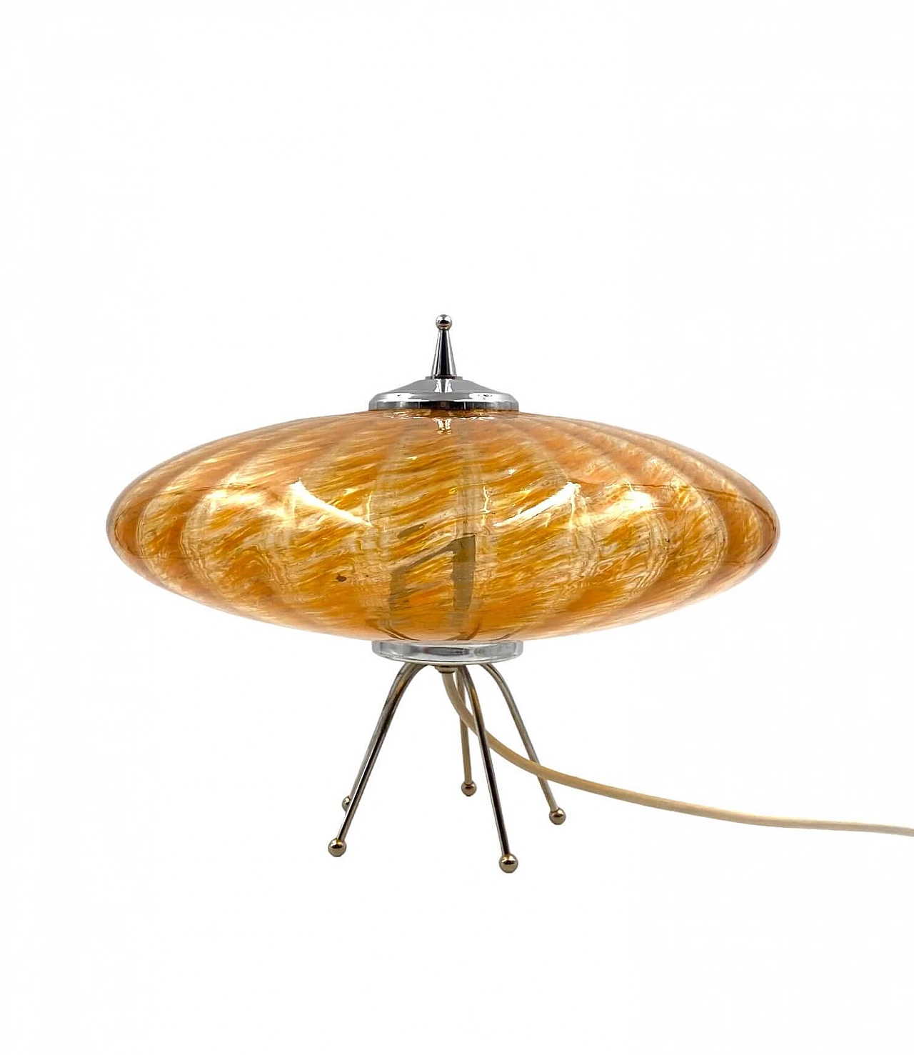 Ufo flying disc table lamp in orange Murano glass, 1970s 1