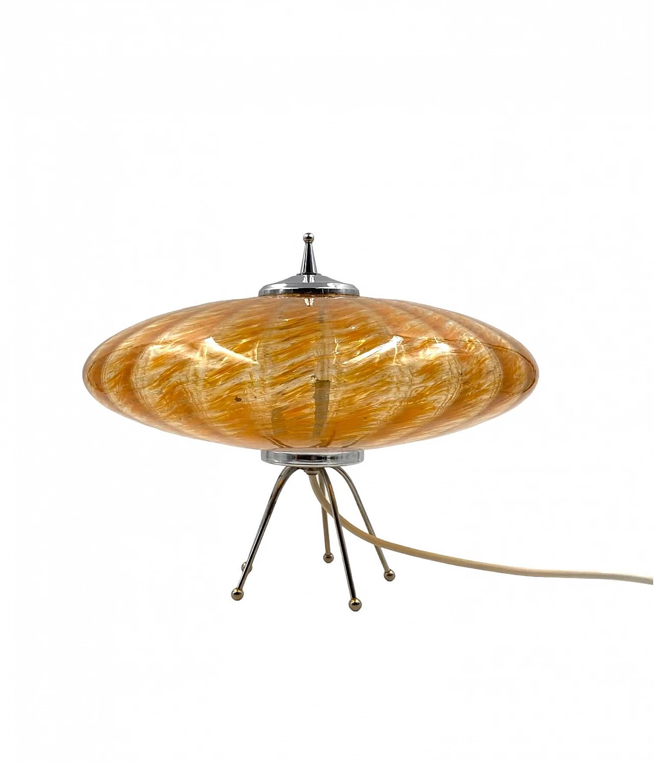 Lampada da tavolo Ufo a disco volante in vetro di Murano arancione, anni '70 6