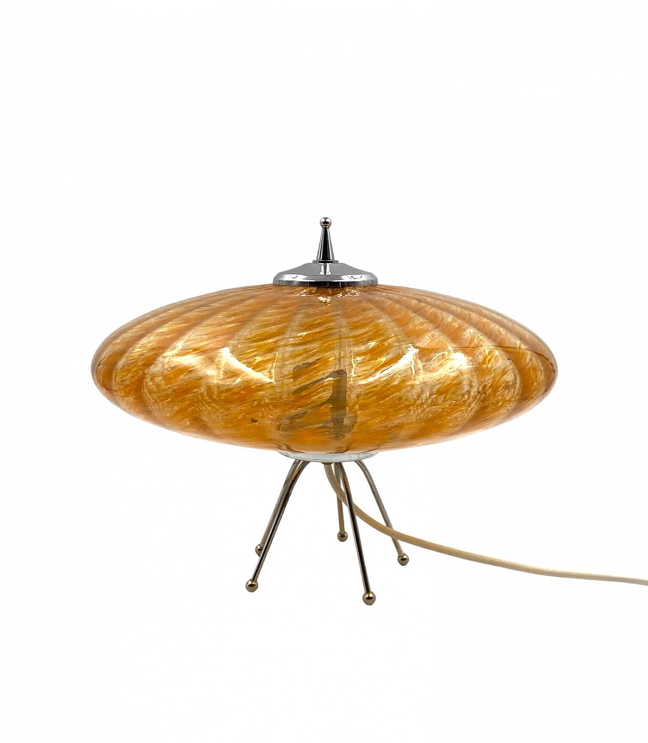 Lampada da tavolo Ufo a disco volante in vetro di Murano arancione, anni '70 8