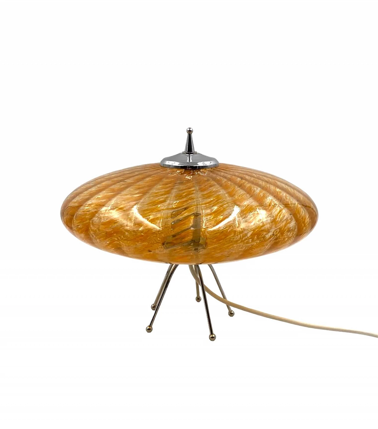 Lampada da tavolo Ufo a disco volante in vetro di Murano arancione, anni '70 9