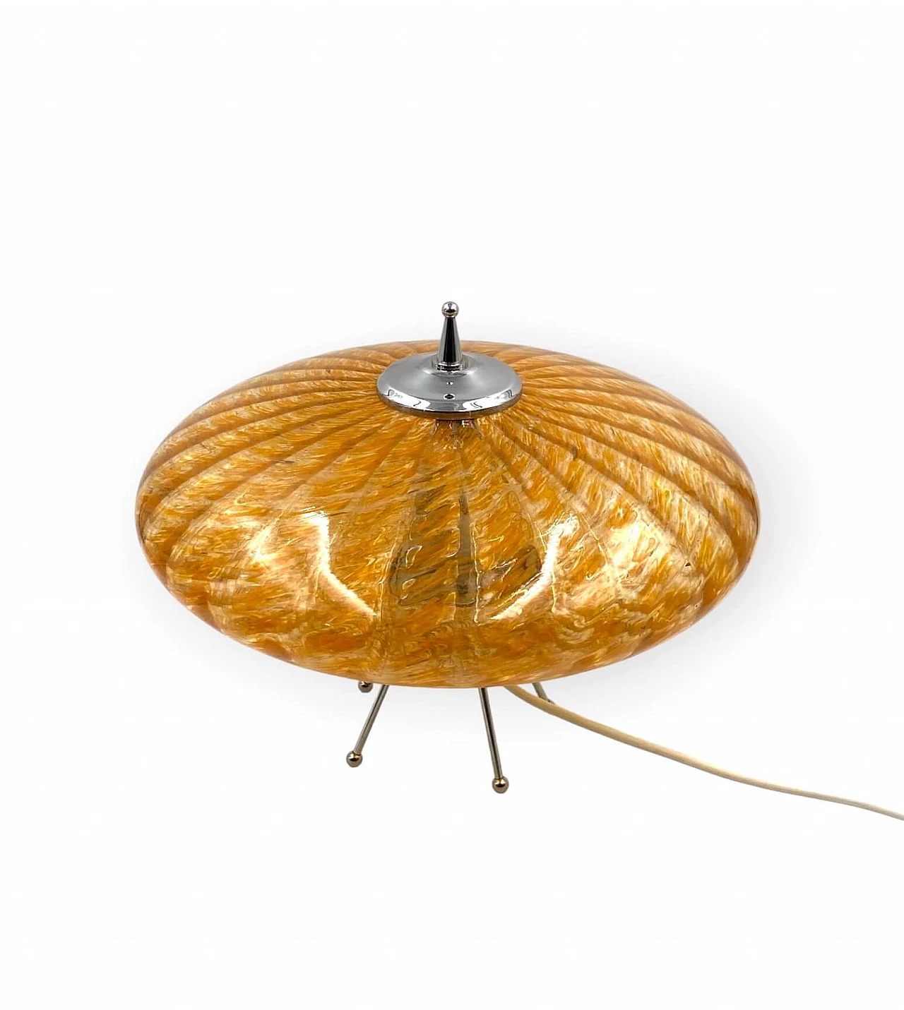Lampada da tavolo Ufo a disco volante in vetro di Murano arancione, anni '70 10