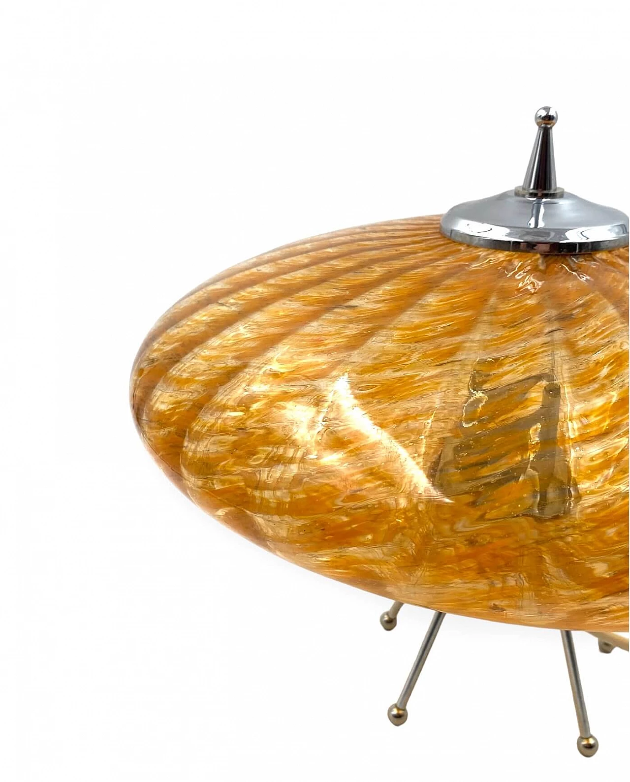 Ufo flying disc table lamp in orange Murano glass, 1970s 13