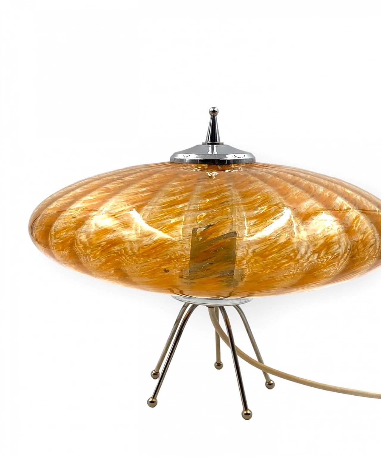 Lampada da tavolo Ufo a disco volante in vetro di Murano arancione, anni '70 14