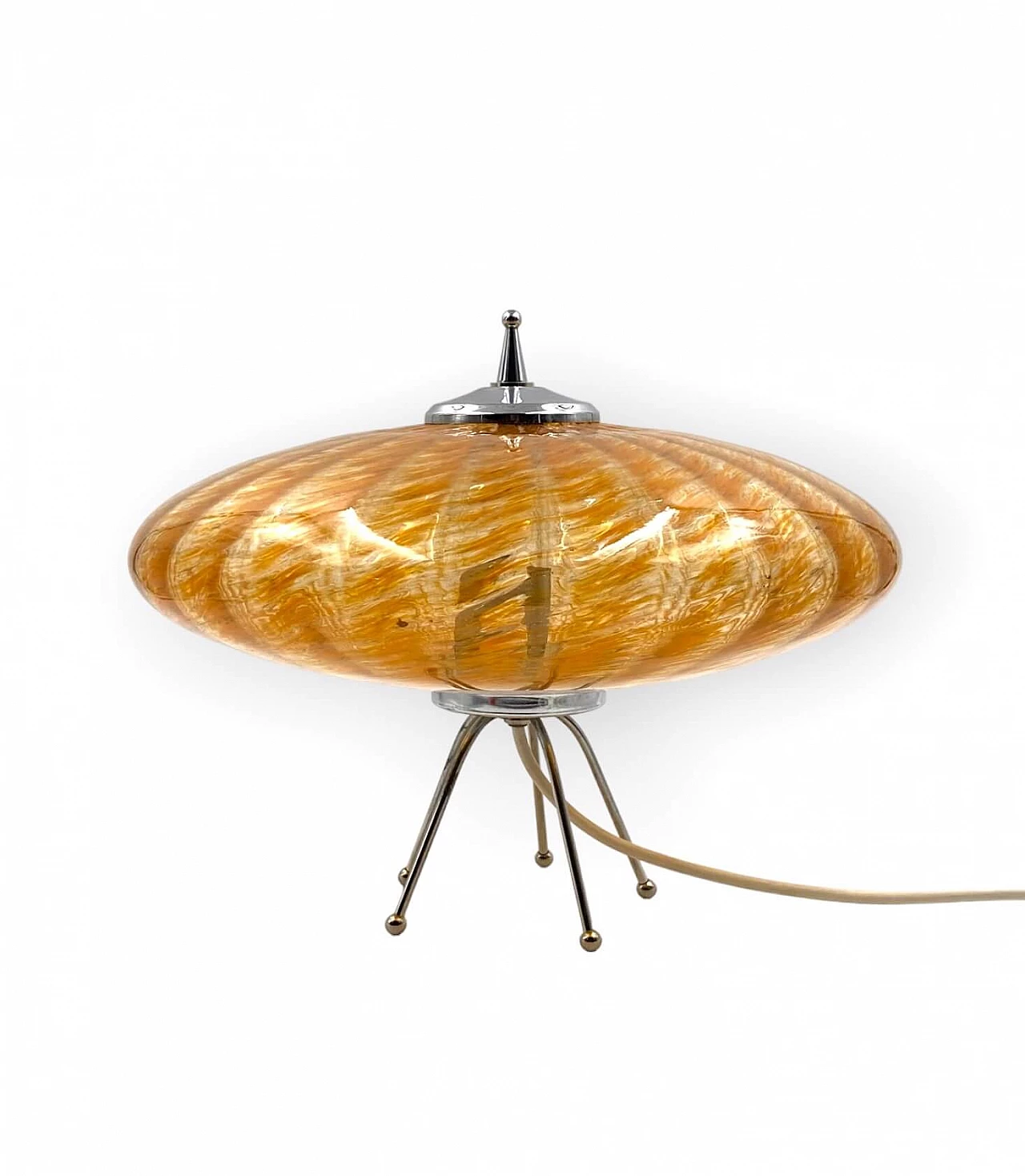 Lampada da tavolo Ufo a disco volante in vetro di Murano arancione, anni '70 15