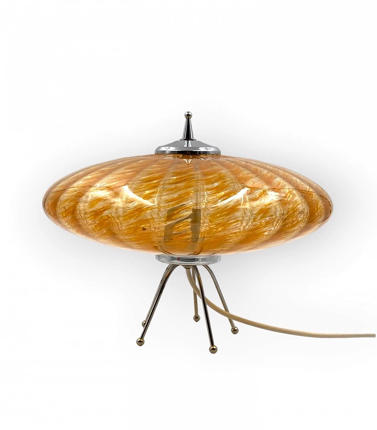 Lampada da tavolo Ufo a disco volante in vetro di Murano arancione, anni '70 16