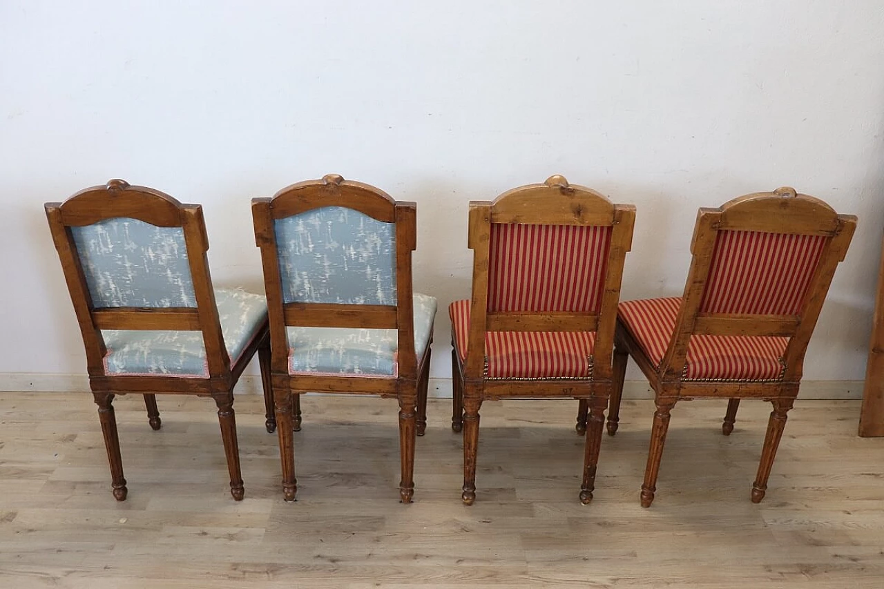 4 Louis XVI chairs in solid walnut and fabric, 18th century 9