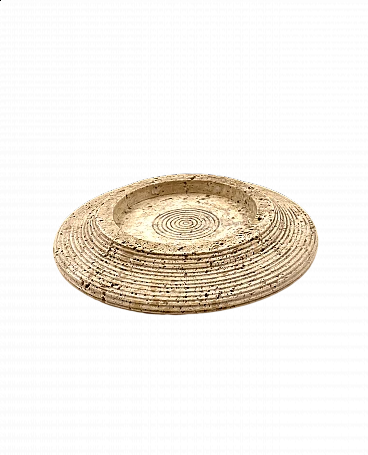 Grooved travertine ashtray by Cerri Nestore, 1970s