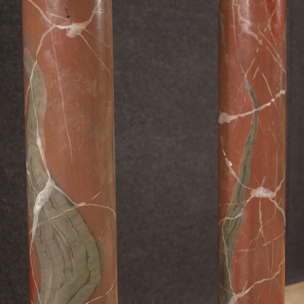 Pair of faux marble lacquered columns, 1960s 4